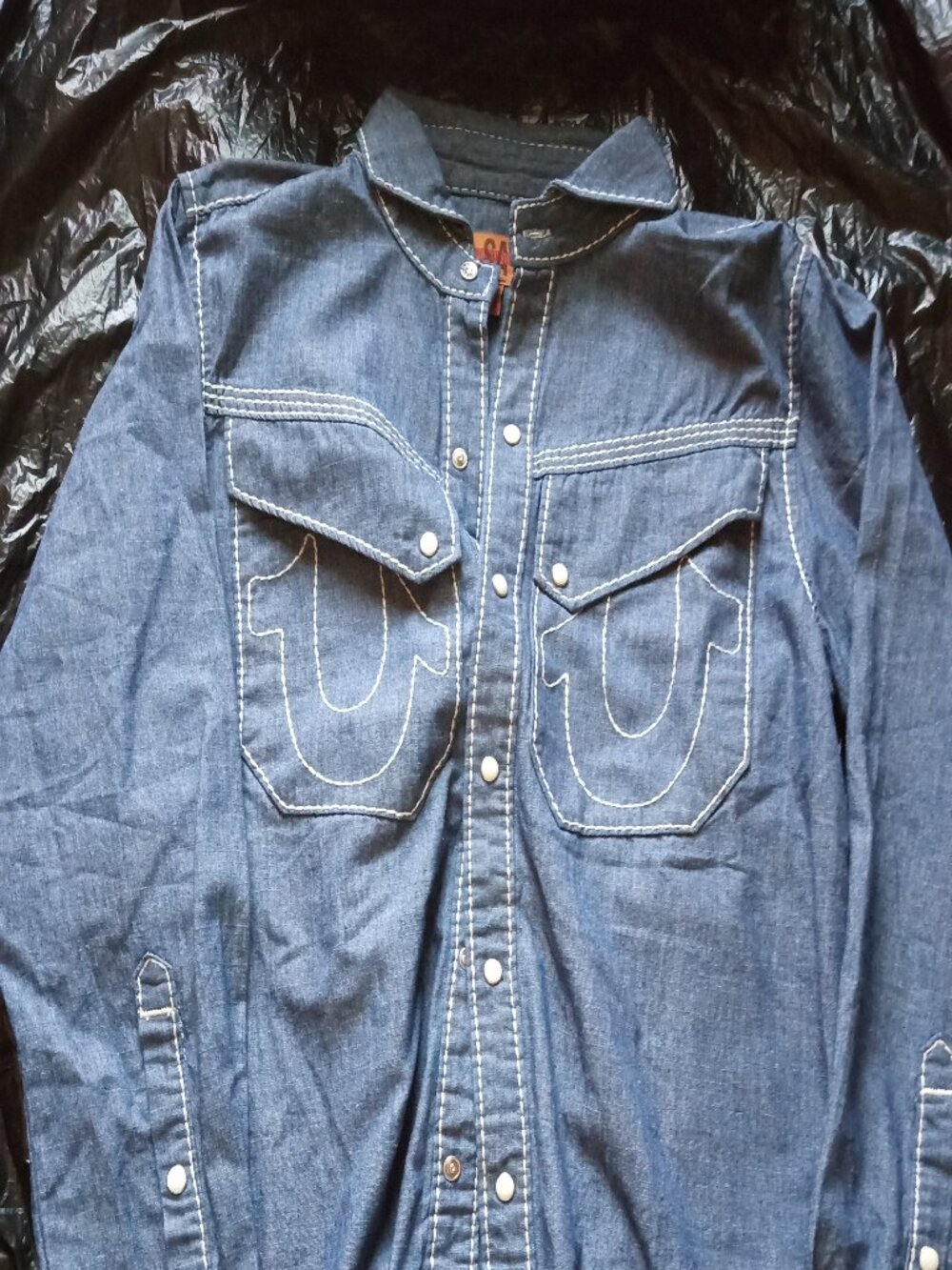 True Religion Denim Button Up Long Sleeve Shirt Mens XS